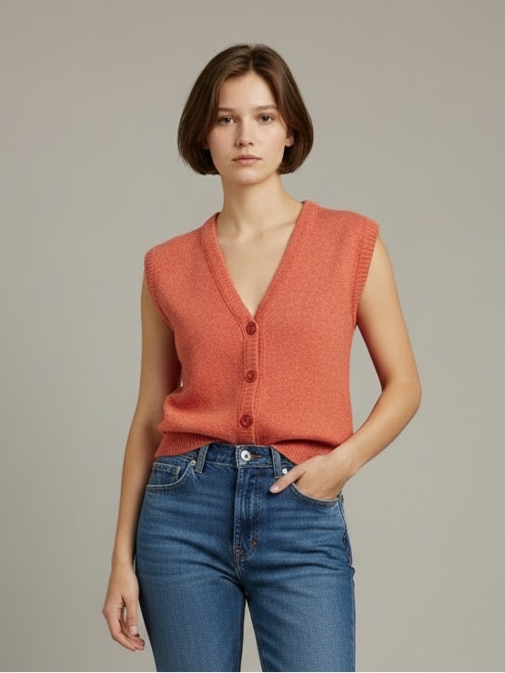 VTG. 70’s Sears Jr. Bazar wool blend button sweater vest. Trendy. Fun, youthful